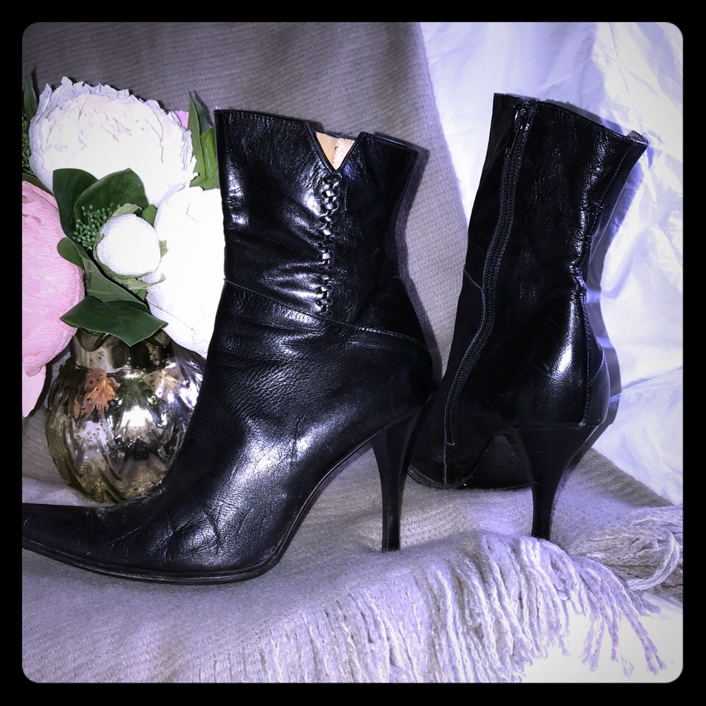 🌈Gorgeous Italian Leather Pointy Toe Boots 7 EUC